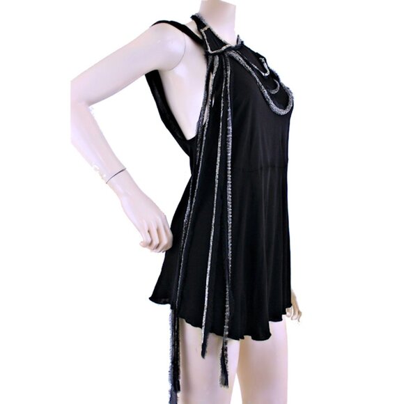 Vintage CHLOE x Phoebe Philo Beaded Art Deco Black Top Fall 2002 Runway - Picture 7 of 11